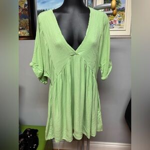 O'Neill Light Green V-Neck over sized beach dress . 100% viscose . Like new